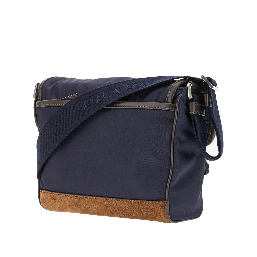 Borsa a tracolla in Re-Nylon e pelle