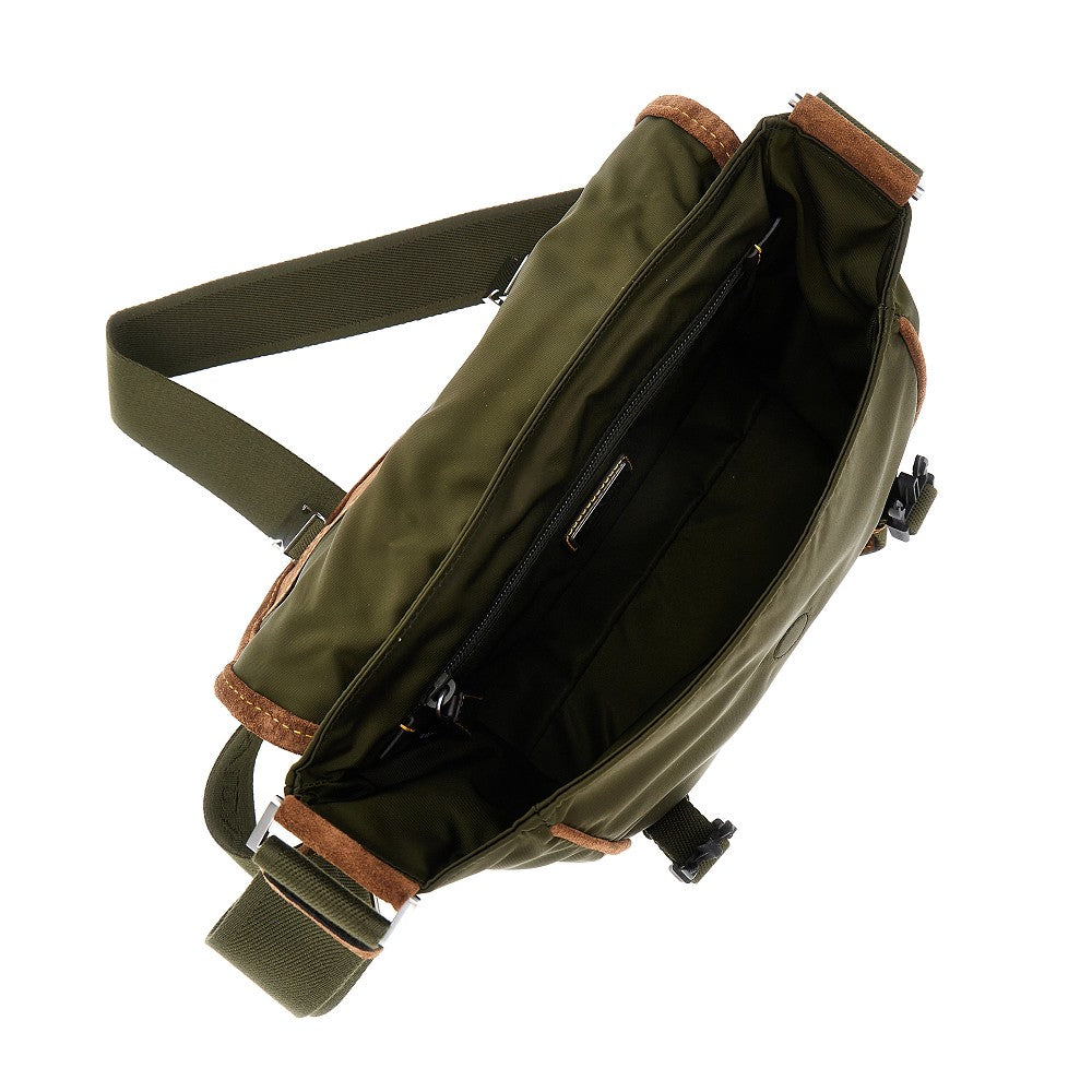 Re-Nylon and leather crossbody bag