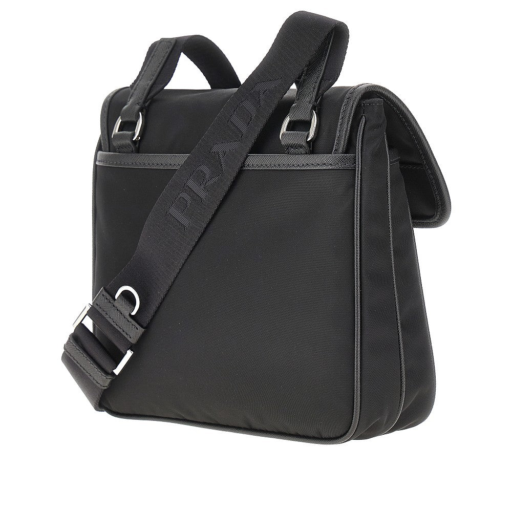 Saffiano leather and Re-Nylon shoulder bag