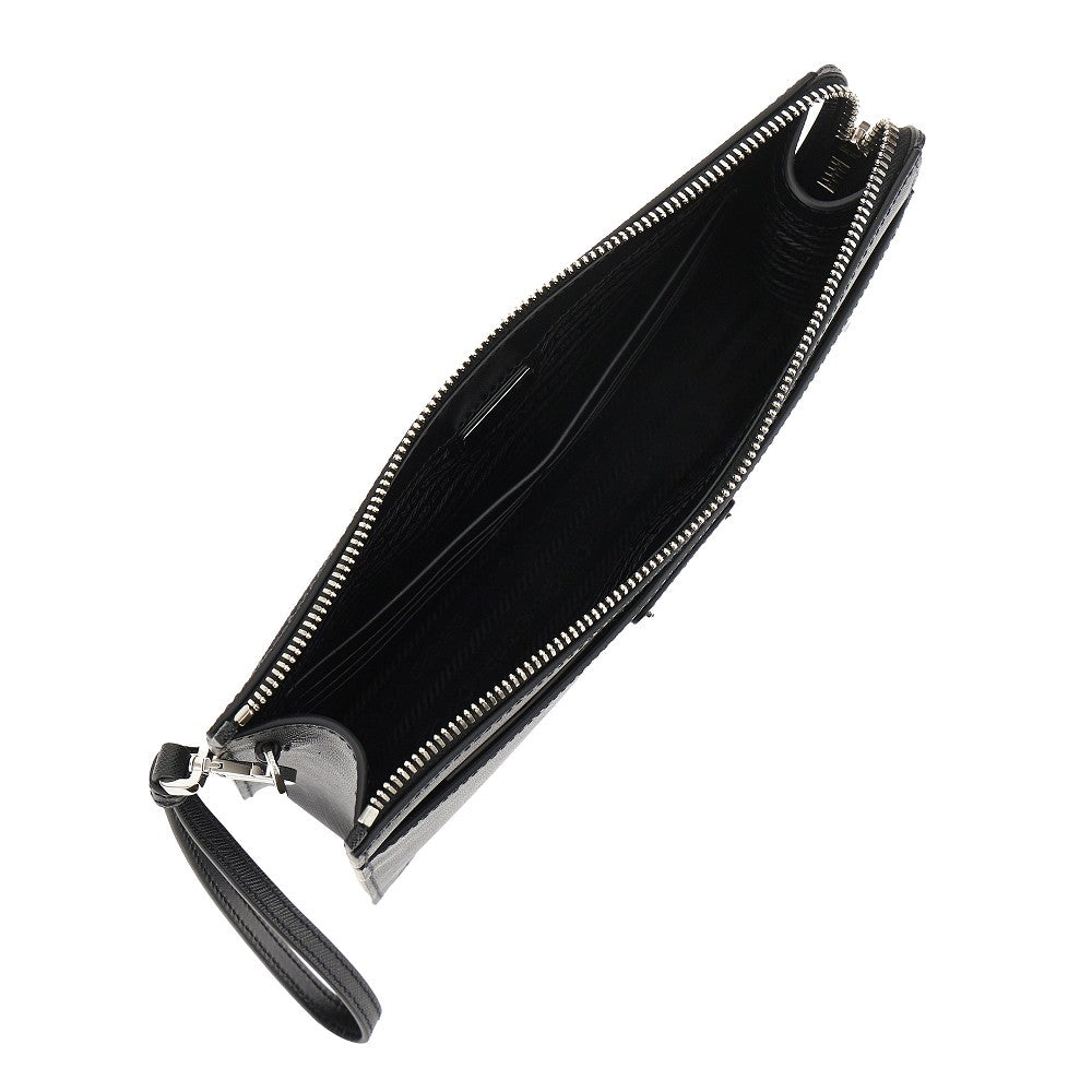 Saffiano leather pouch with triangle logo