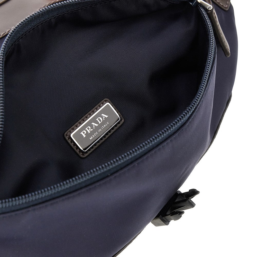 Re-Nylon and leather belt bag