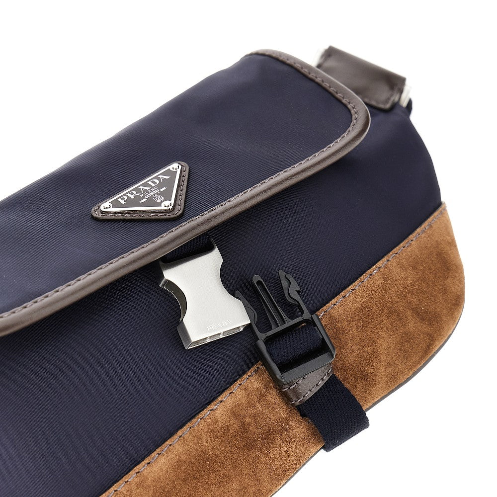 Re-Nylon and leather belt bag
