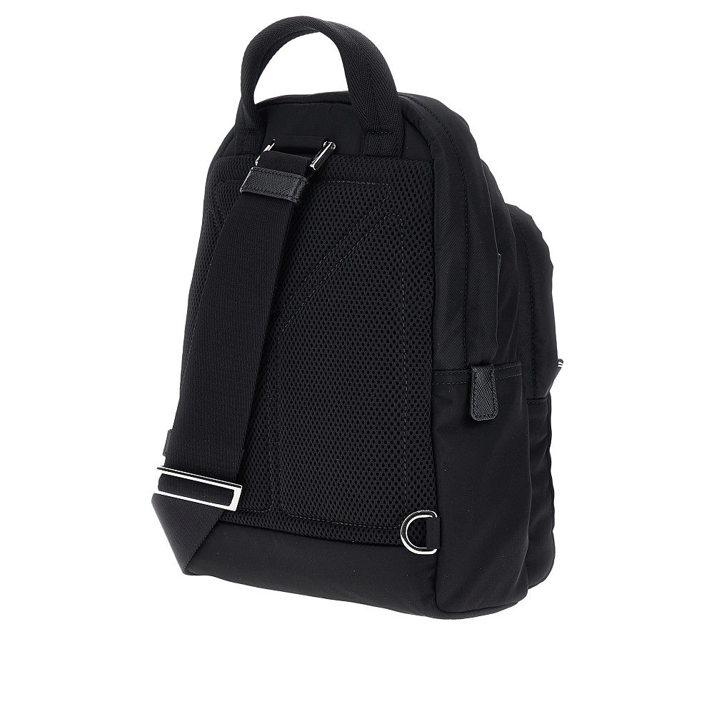 Re-Nylon and leather one-shoulder backpack