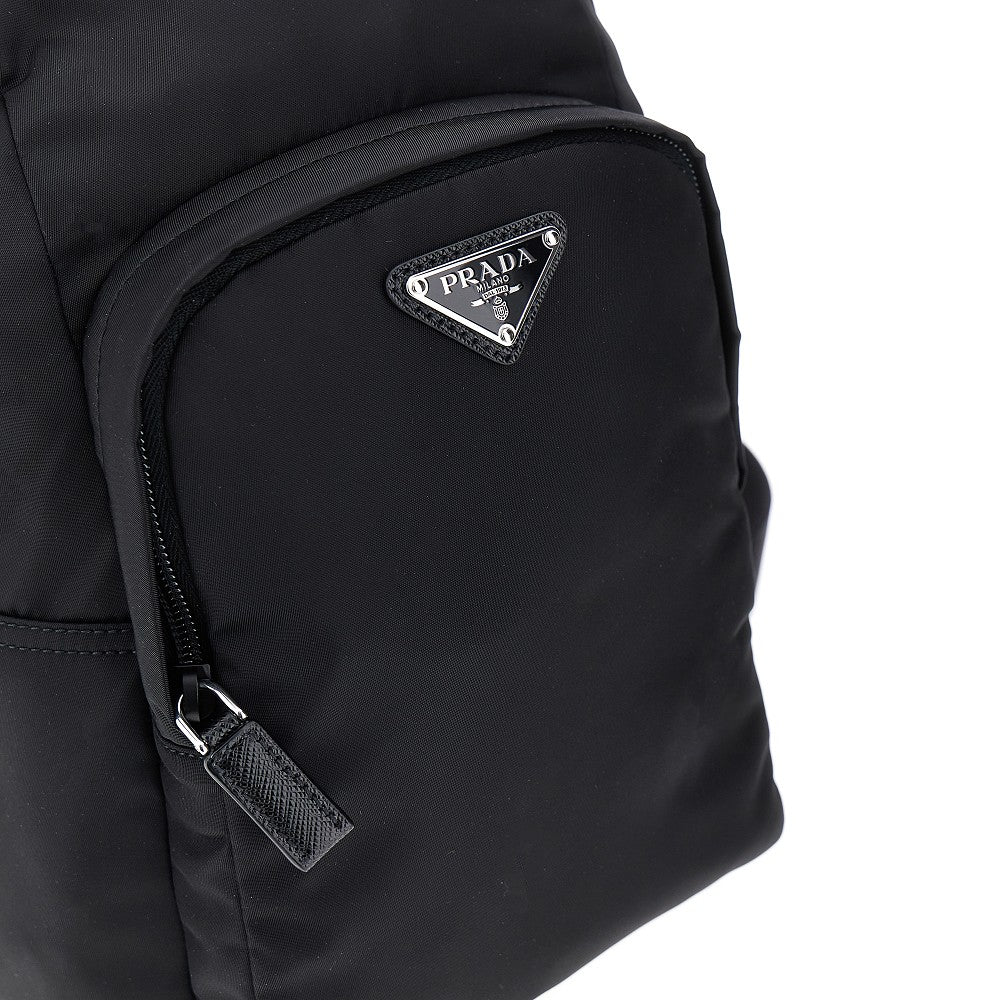 Re-Nylon and leather one-shoulder backpack