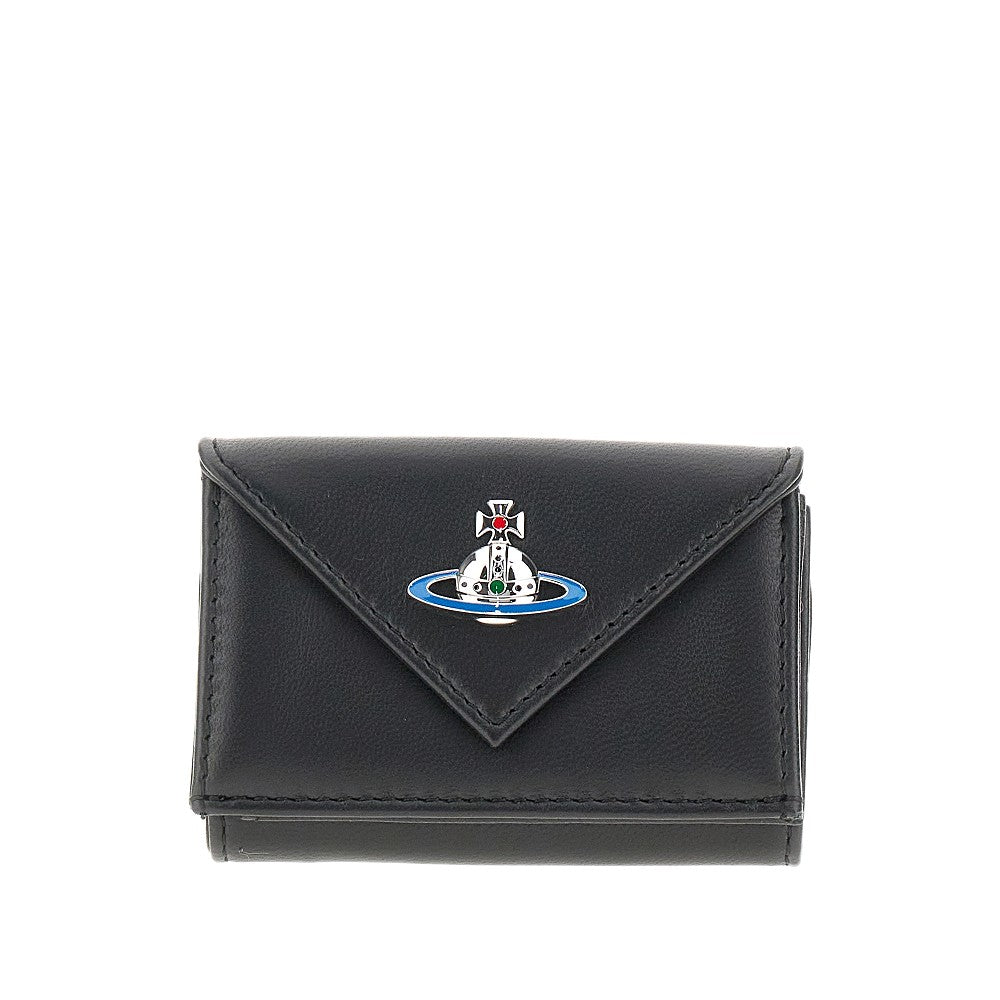 Mini portafoglio tri-fold in nappa