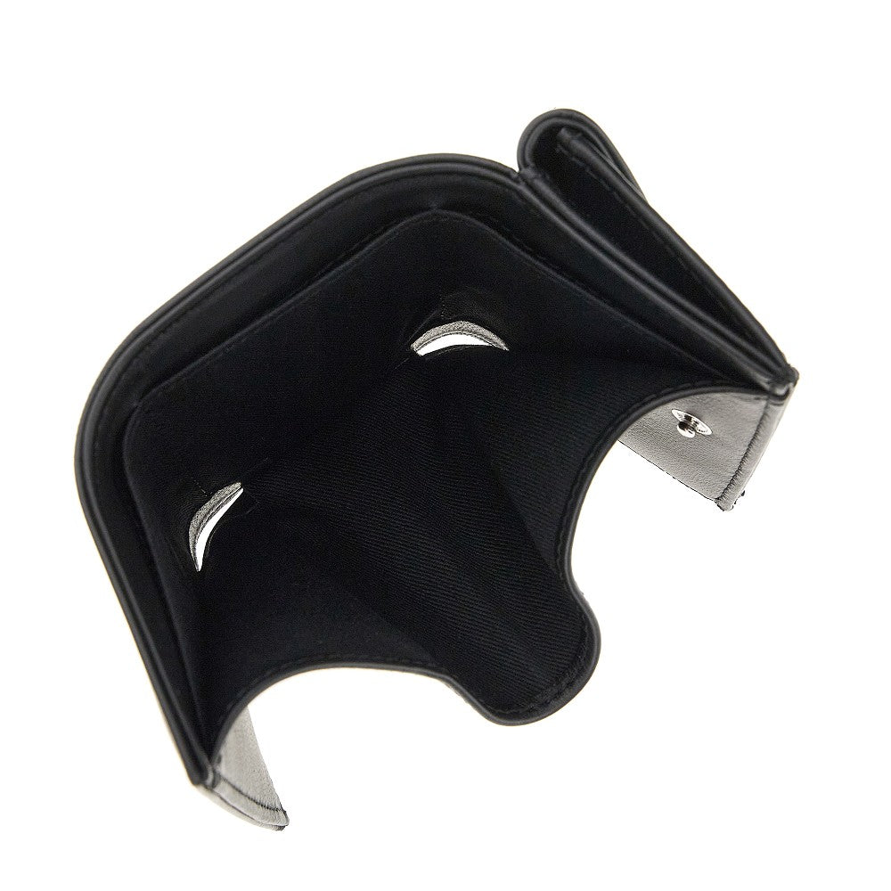 Mini portafoglio tri-fold in nappa