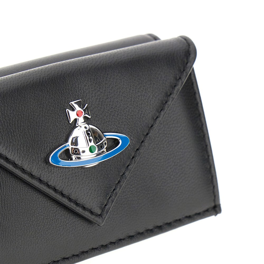 Mini portafoglio tri-fold in nappa