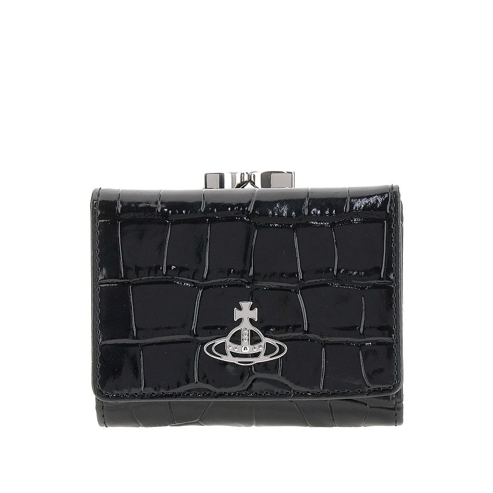 Croco-embossed leather small 'Frame' wallet