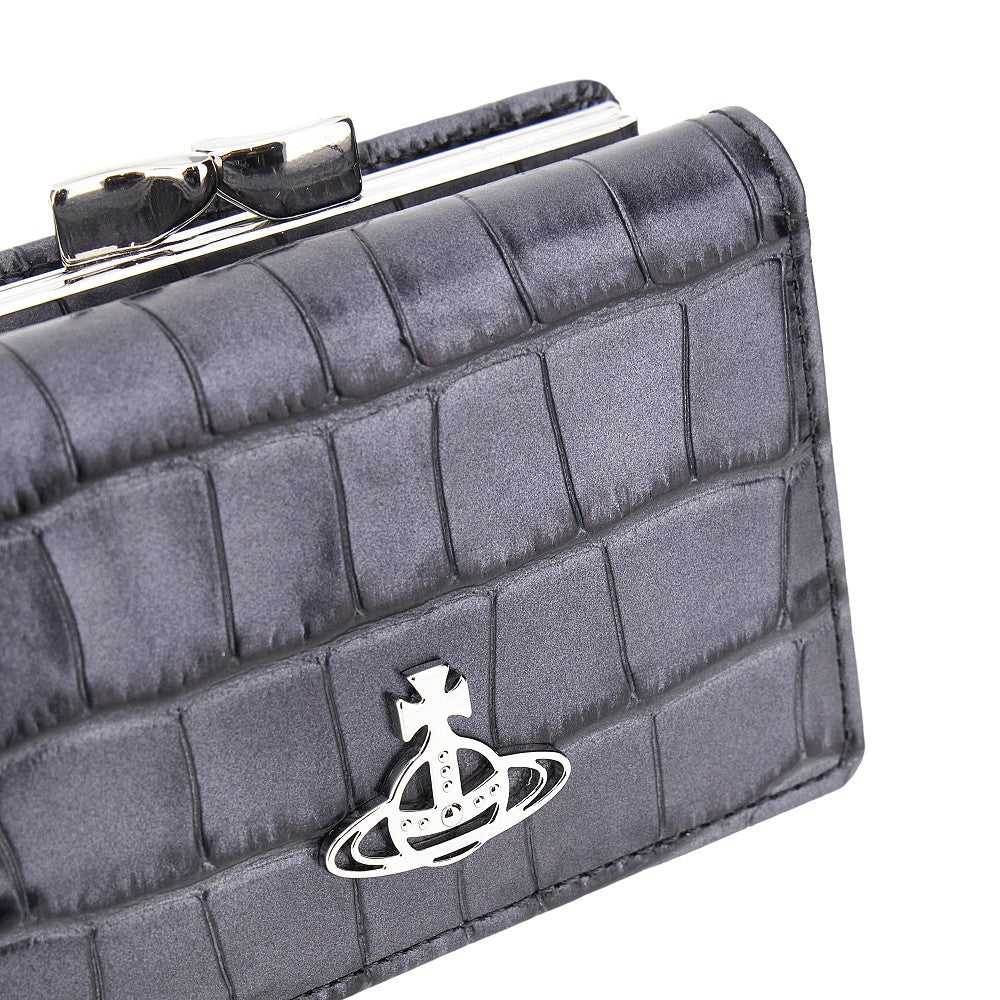 Croco-embossed leather small 'Frame' wallet