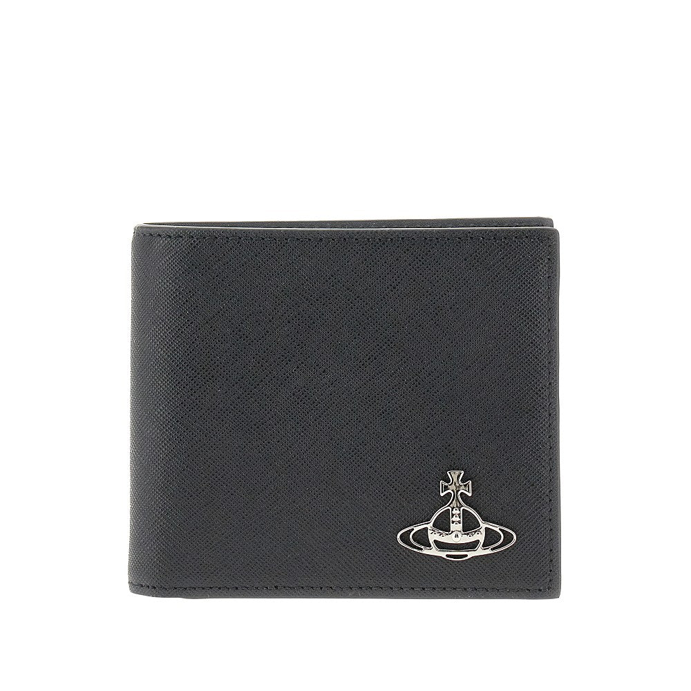 Portafoglio bi-fold in pelle Saffiano