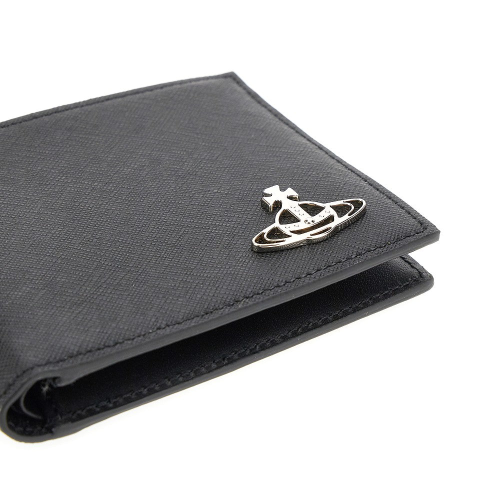 Portafoglio bi-fold in pelle Saffiano