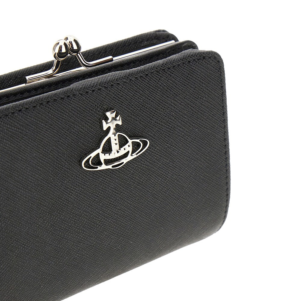 Portafoglio in pelle Saffiano con logo Orb