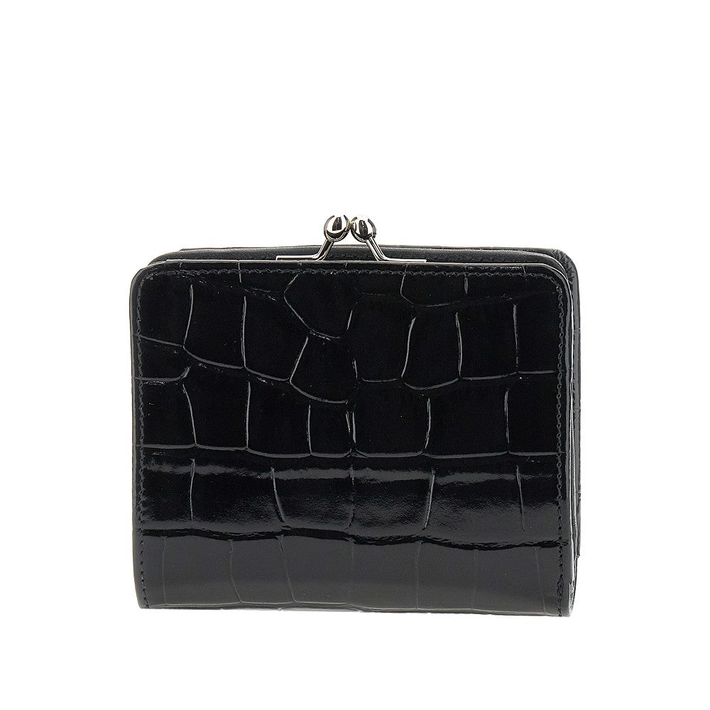 Orb logo croco-embossed leather wallet
