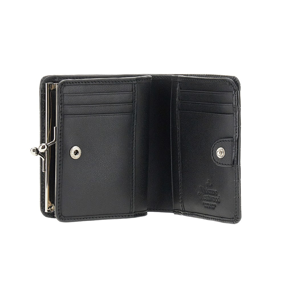 Orb logo croco-embossed leather wallet