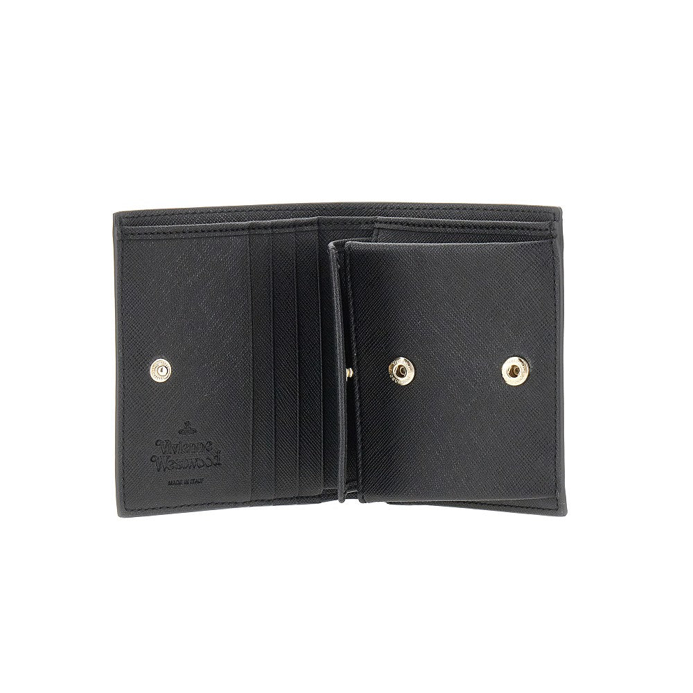 Portafoglio bi-fold in ecopelle Saffiano