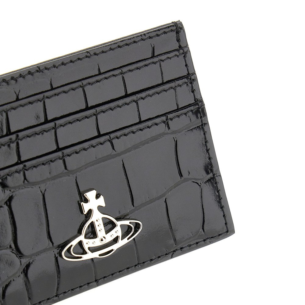 Croco-embossed leather cardholder