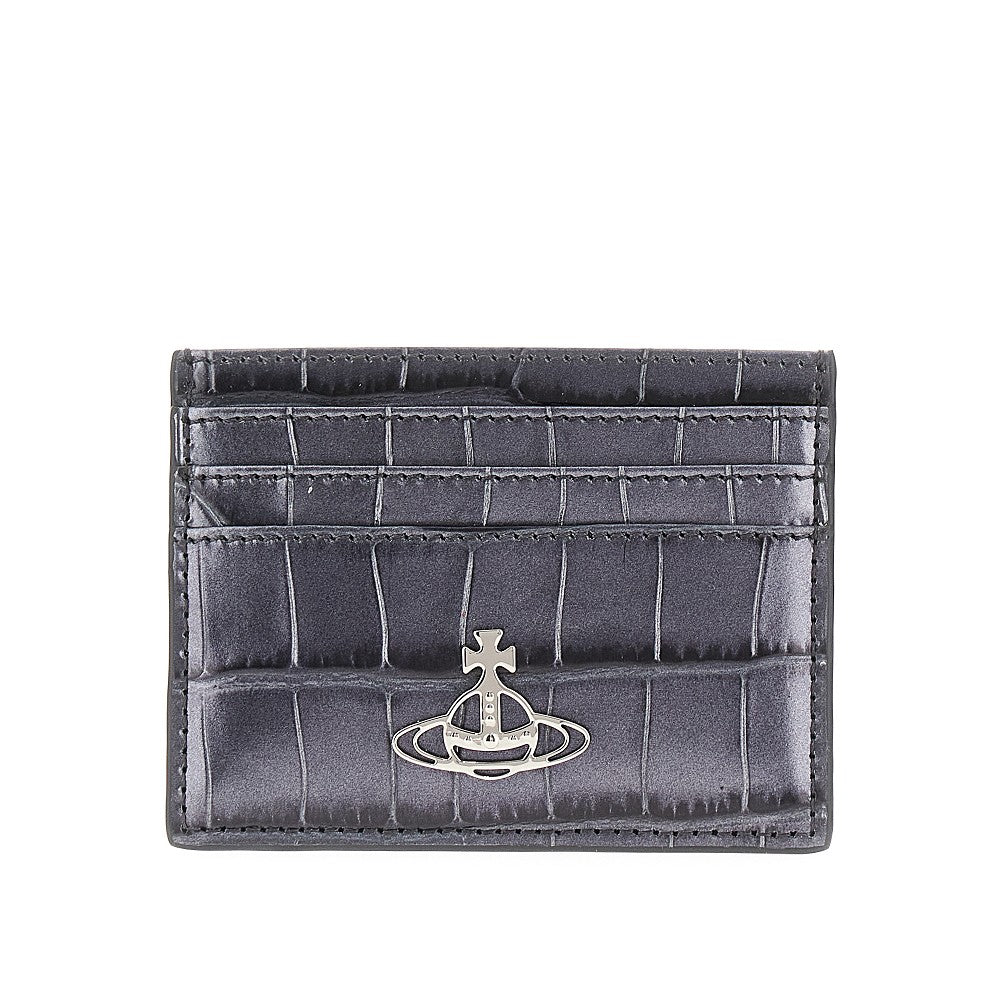 Croco-embossed leather cardholder