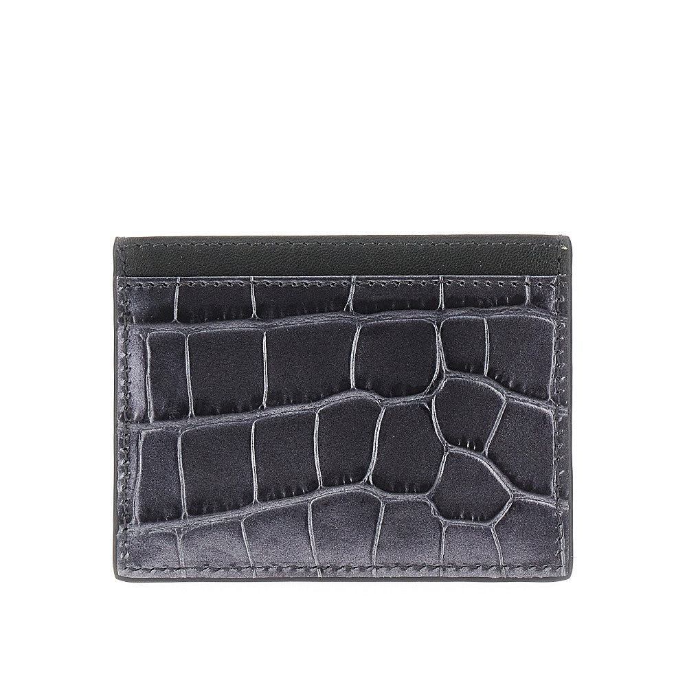 Croco-embossed leather cardholder