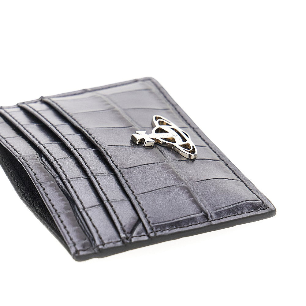 Croco-embossed leather cardholder