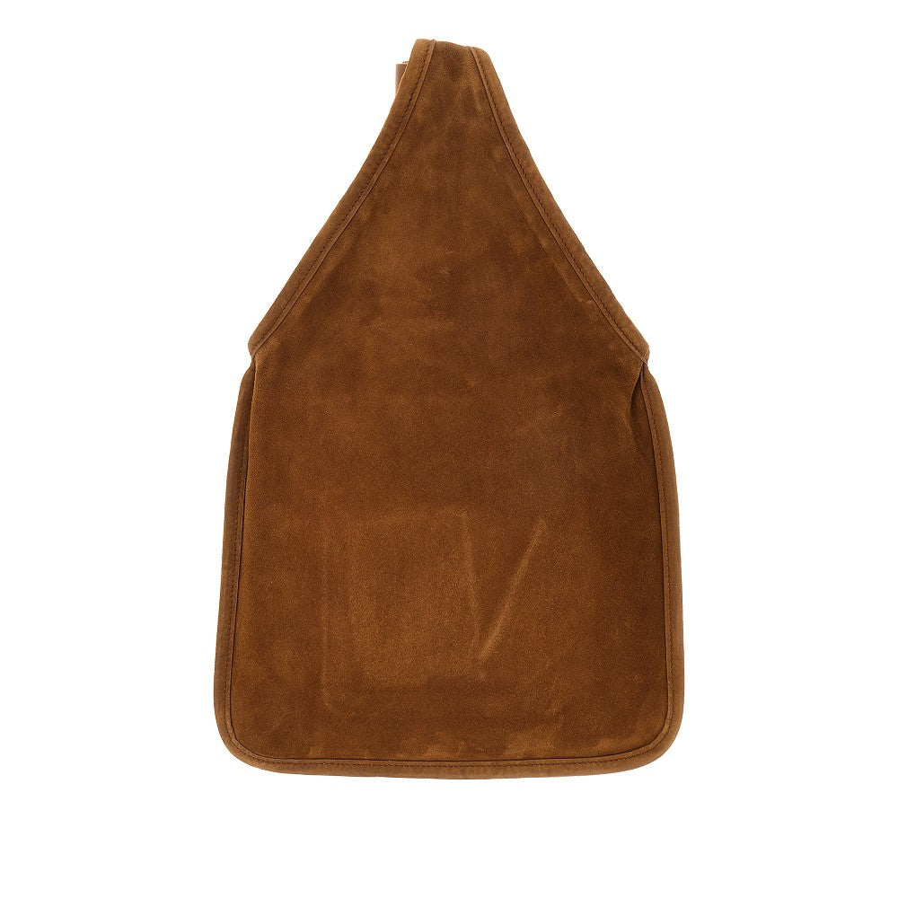 Borsa in pelle scamosciata con nappine
