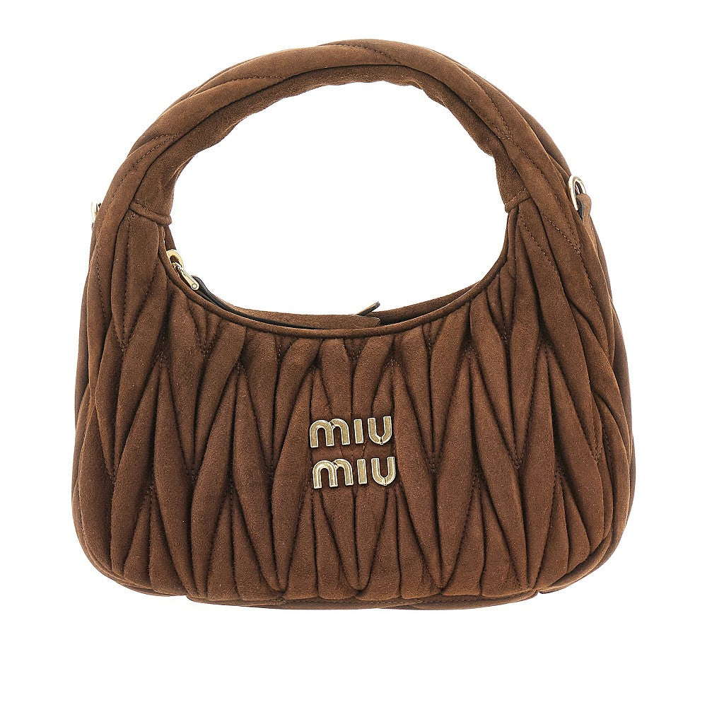 Small Miu Wander suede leather hobo bag