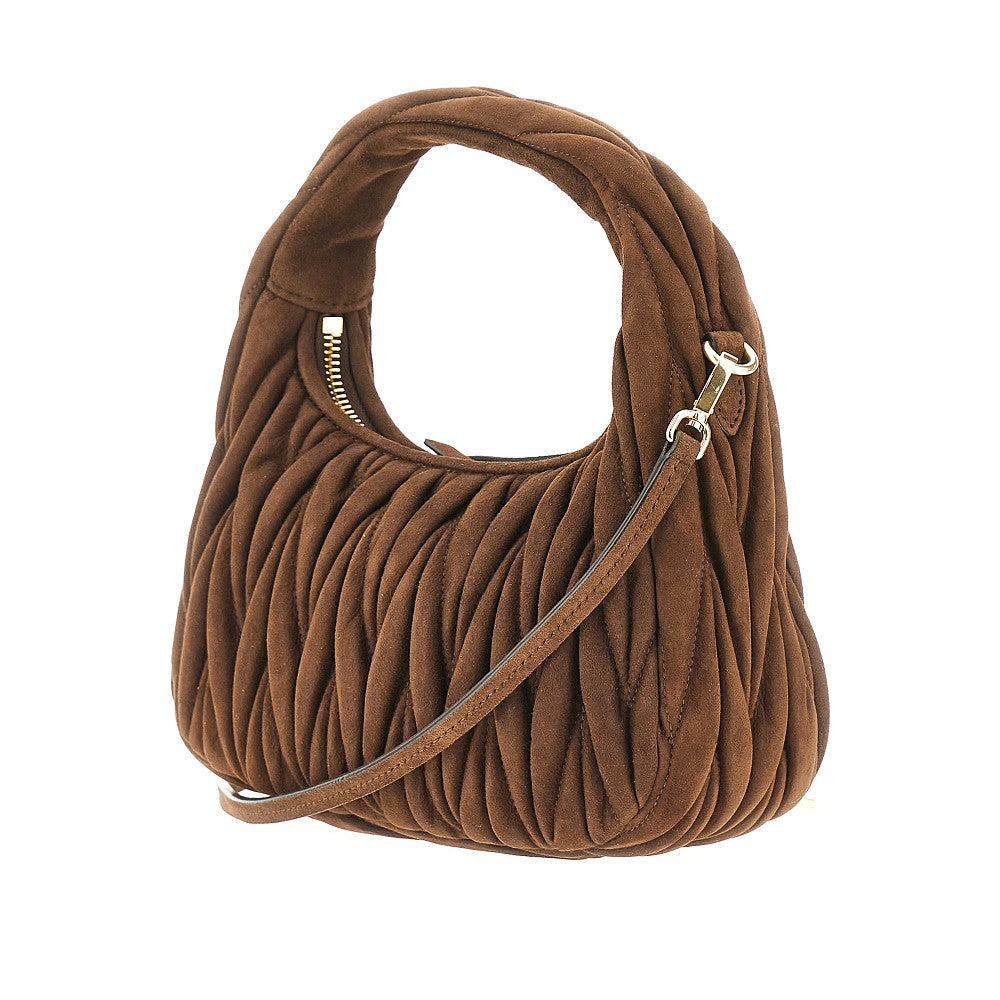 Small Miu Wander suede leather hobo bag