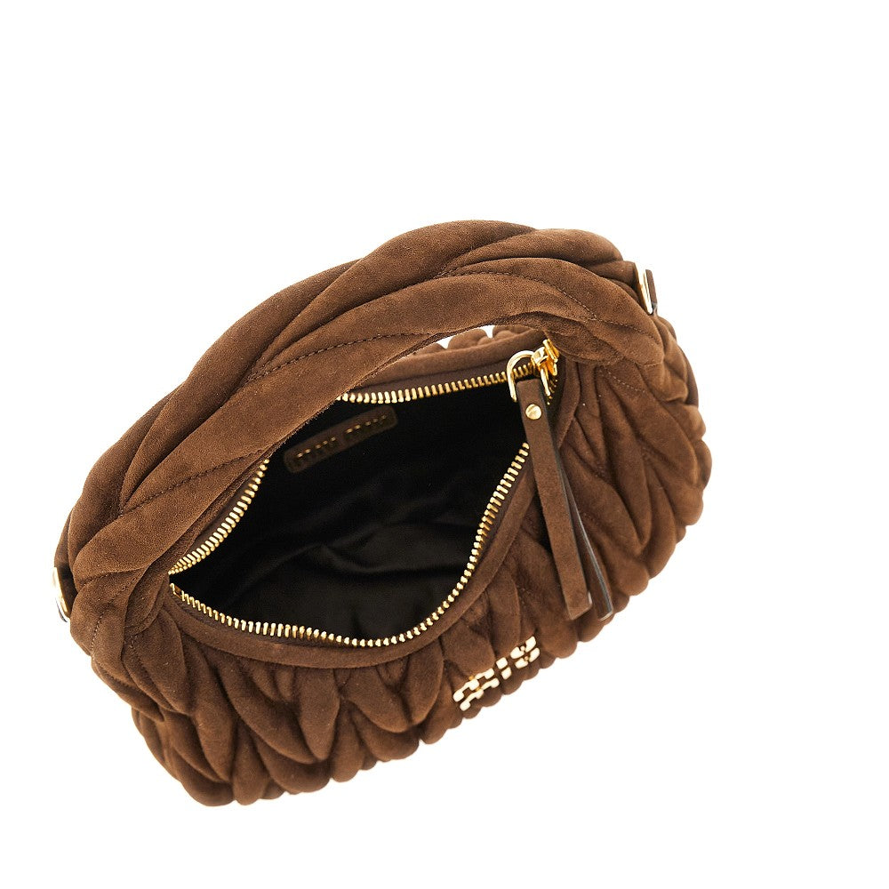 Small Miu Wander suede leather hobo bag
