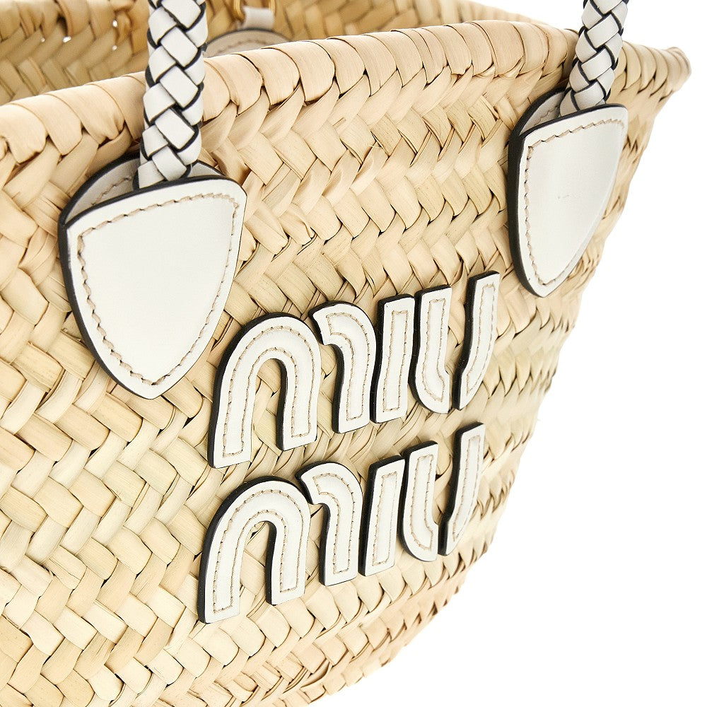 Basket Bag in palmito intrecciato con logo