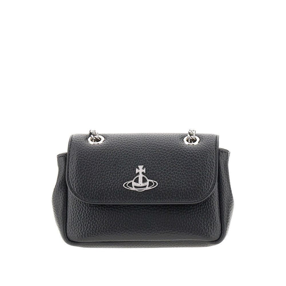 Grain faux leather mini bag with chain