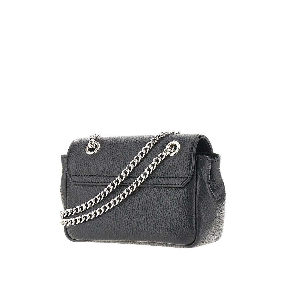 Grain faux leather mini bag with chain