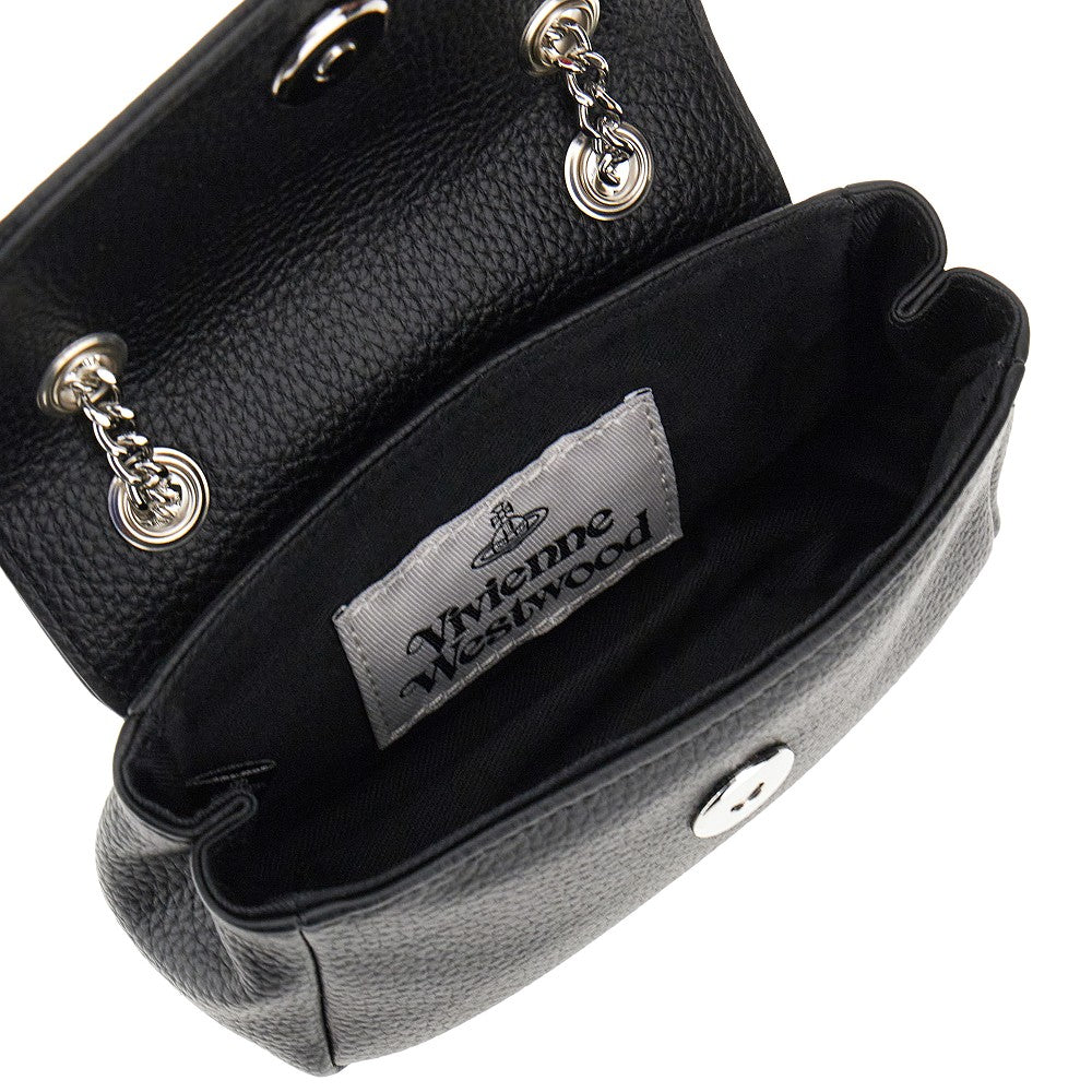 Grain faux leather mini bag with chain
