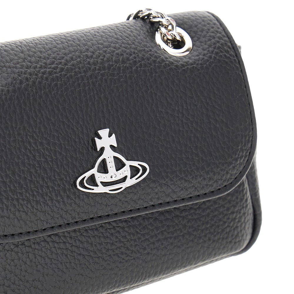 Grain faux leather mini bag with chain