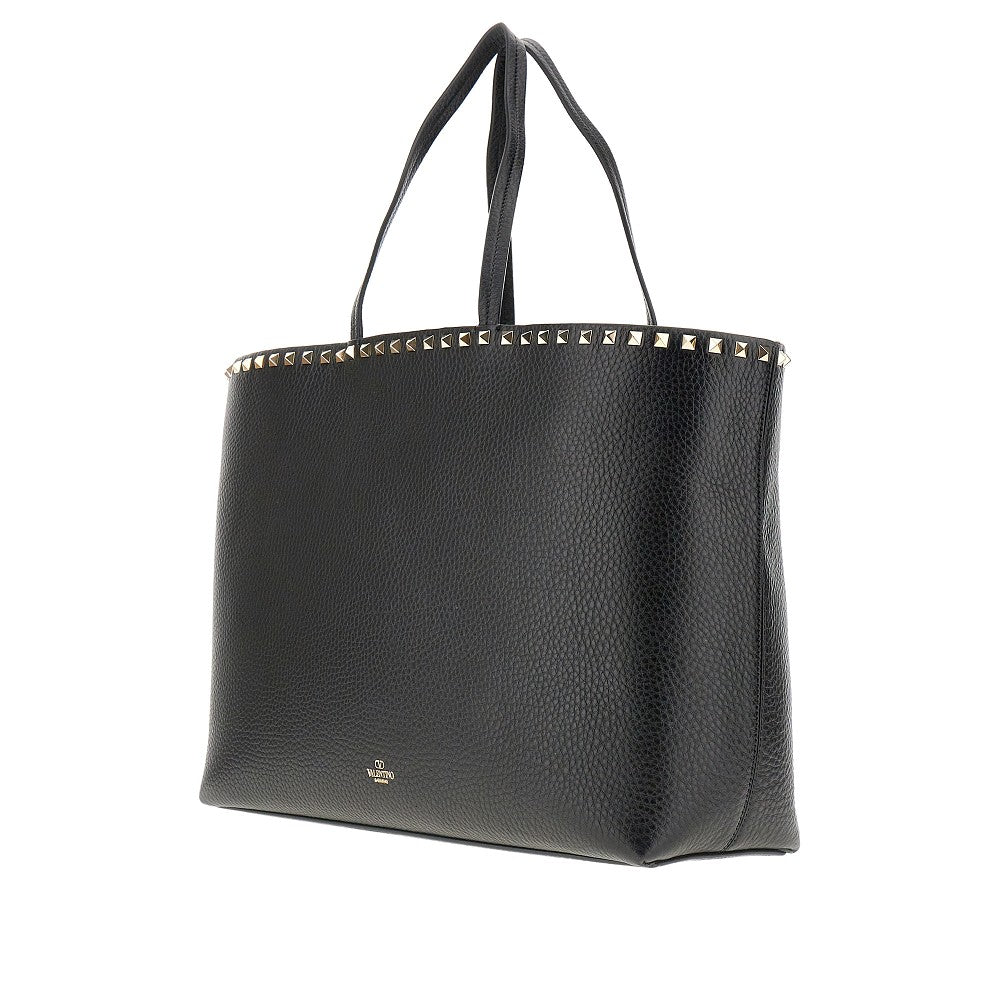 Grained leather 'Rockstud' shopping bag