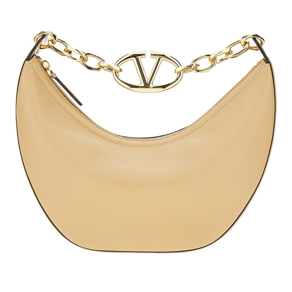 Leather small VLogo Moon Hobo bag