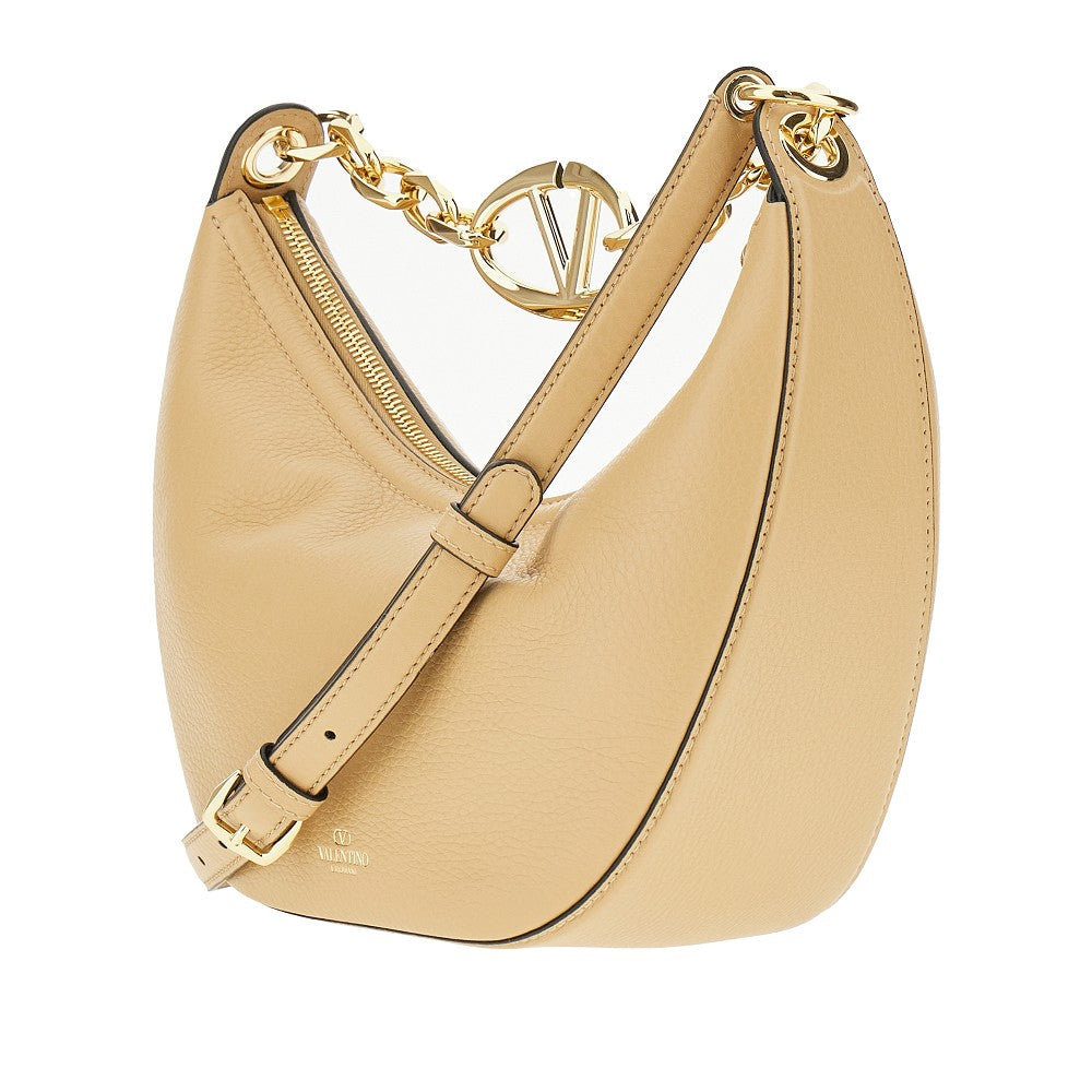 Leather small VLogo Moon Hobo bag
