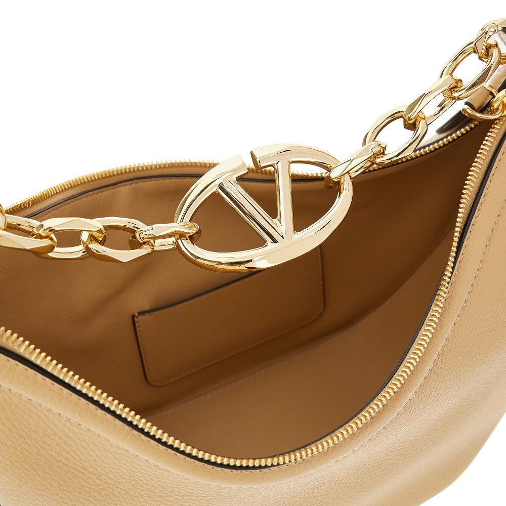 Leather small VLogo Moon Hobo bag