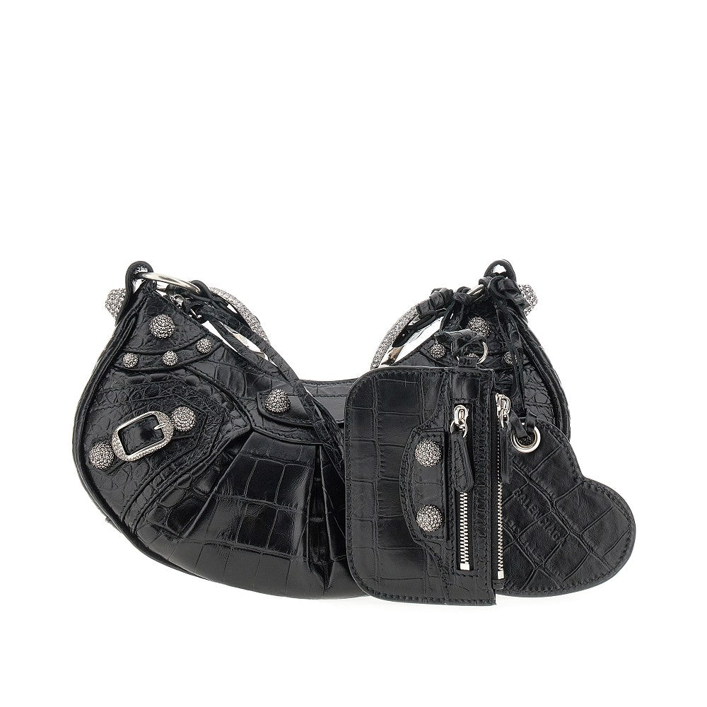 Croco-embossed leather Le Cagole XS bag