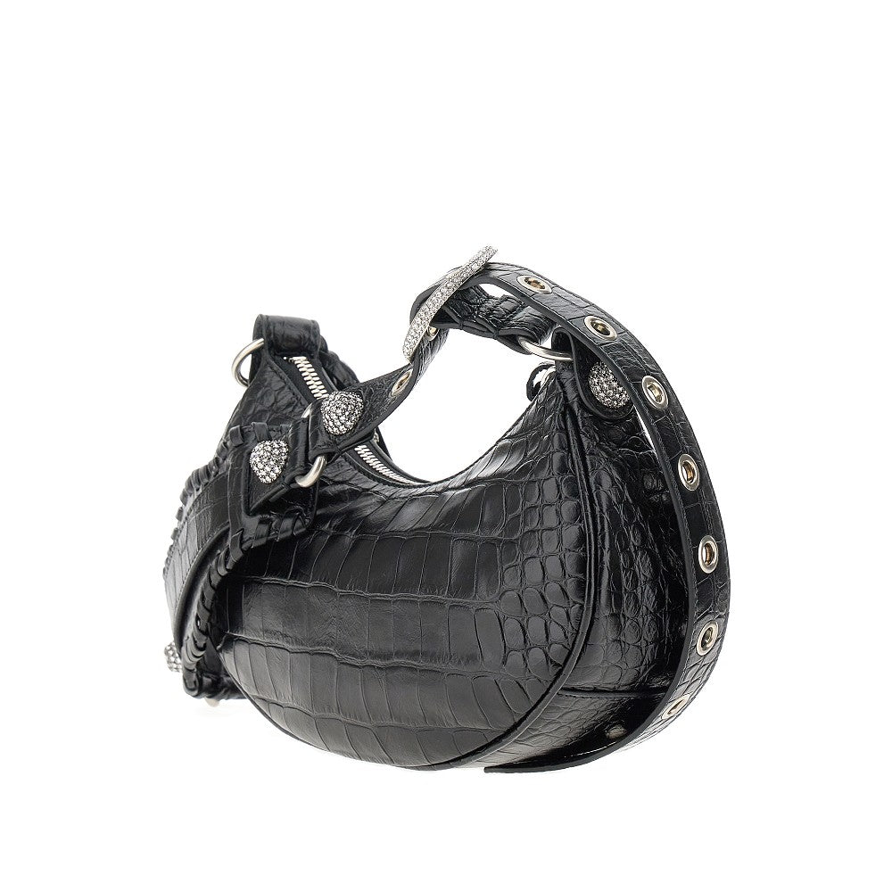 Croco-embossed leather Le Cagole XS bag
