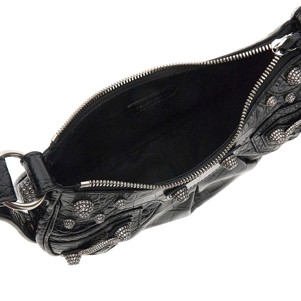 Croco-embossed leather Le Cagole XS bag