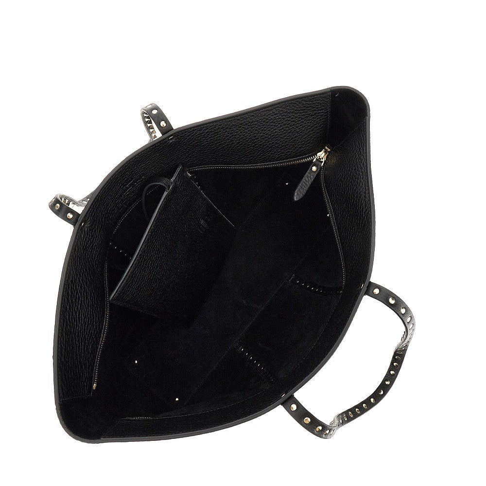 Grained leather 'Rockstud' shopping bag