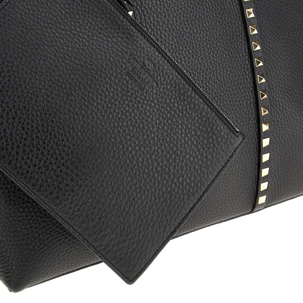 Grained leather 'Rockstud' shopping bag