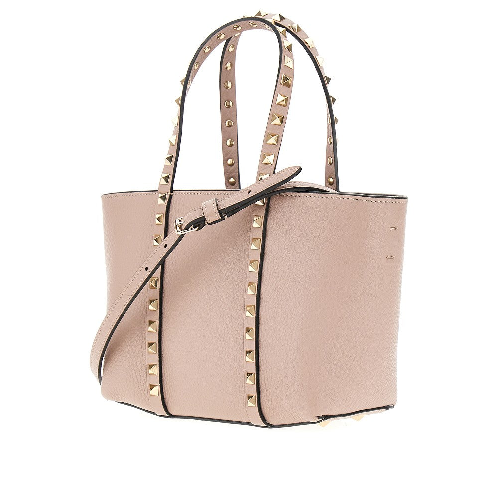 Mini tote bag 'Rockstud' in pelle granata