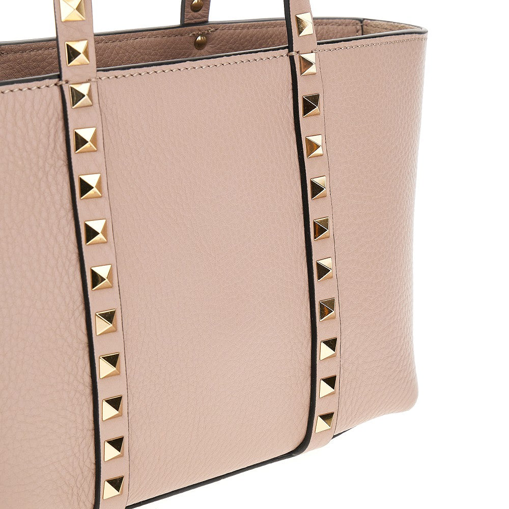 Grained leather 'Rockstud' mini tote bag