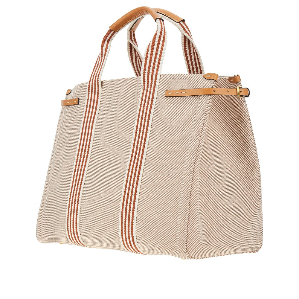 VALENTINO GARAVANI Two-Tone Canvas Antibes Shopping Bag