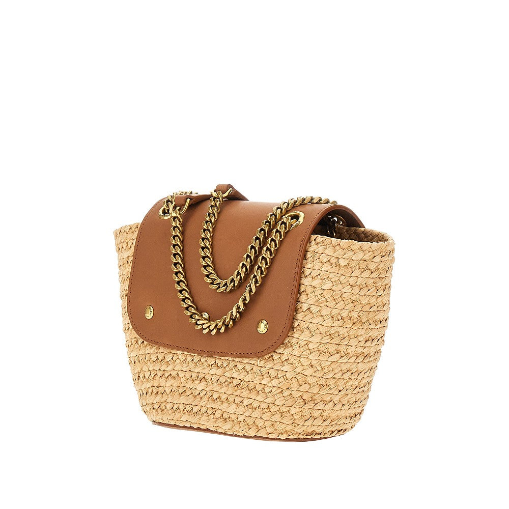 Borsa 'Manon' mini in rafia e pelle