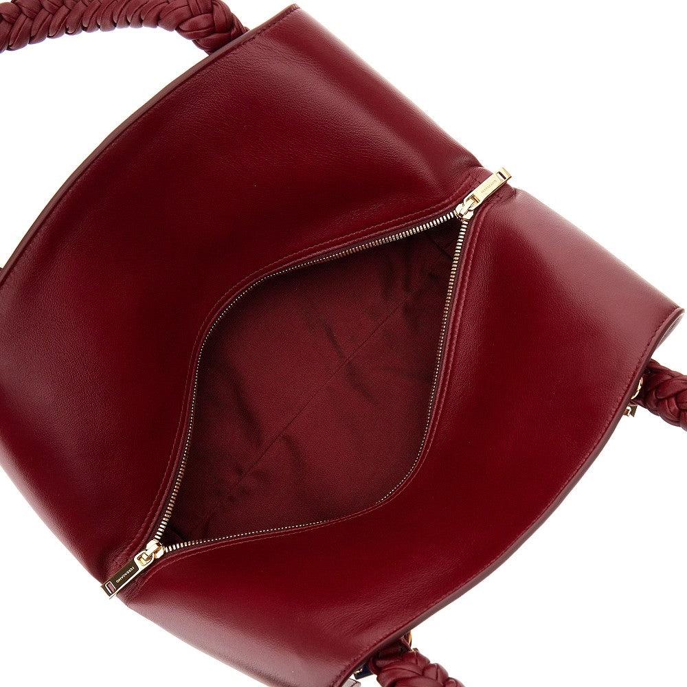 Borsa media in pelle con angoli ripiegati