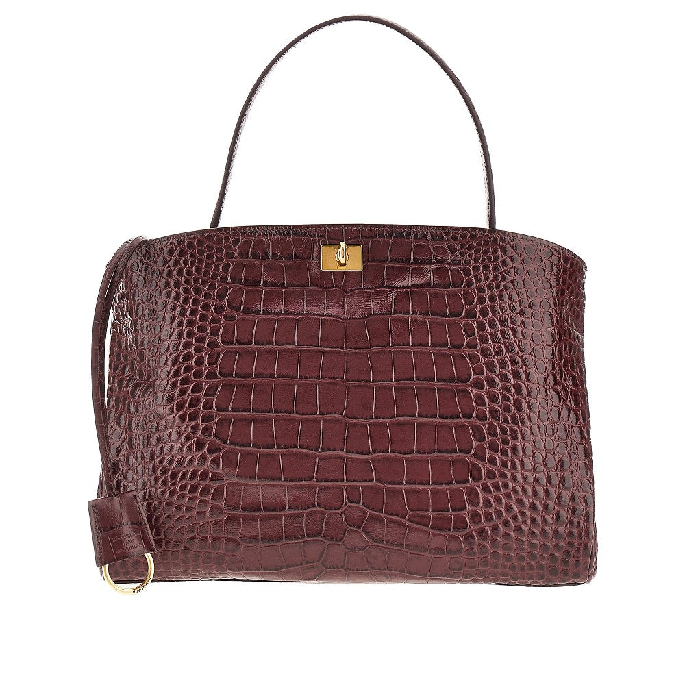 Croco-embossed leather medium 'Rodeo' bag