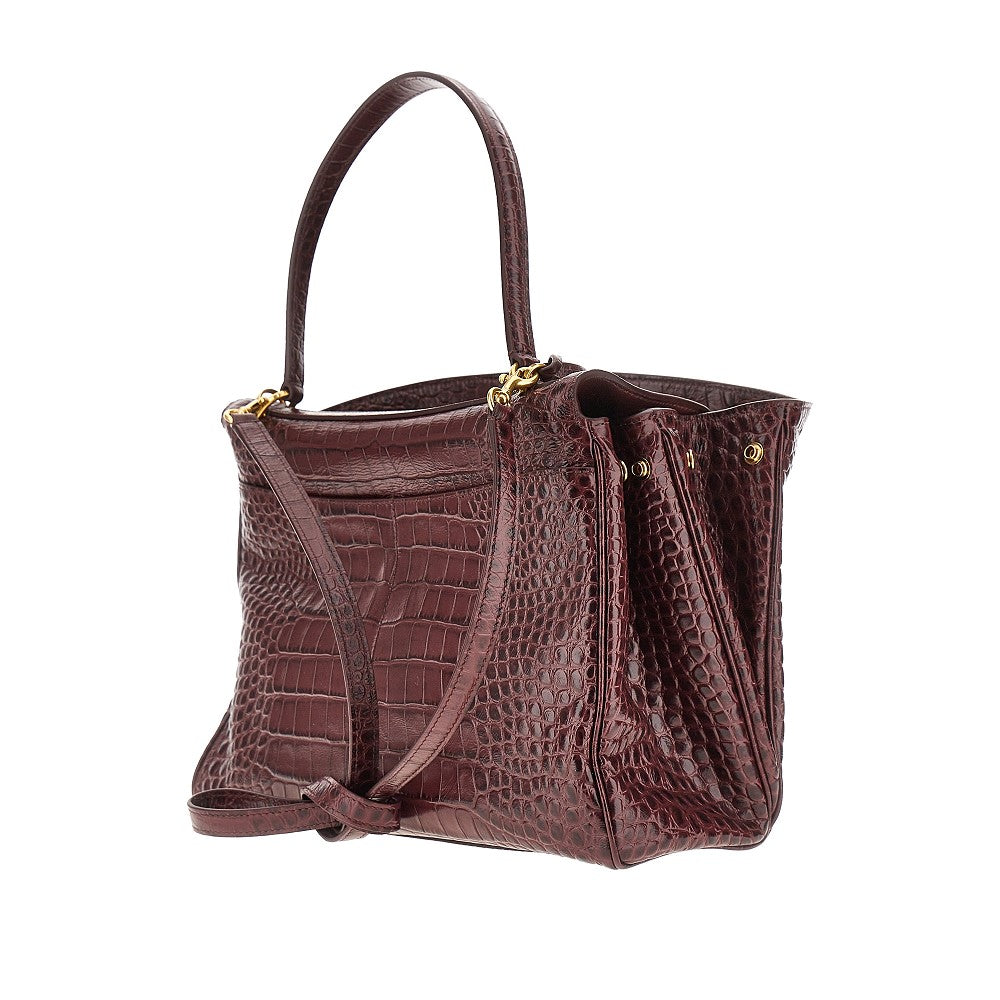 Croco-embossed leather medium 'Rodeo' bag