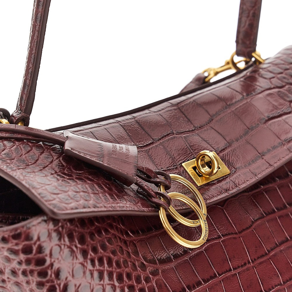 Croco-embossed leather medium 'Rodeo' bag