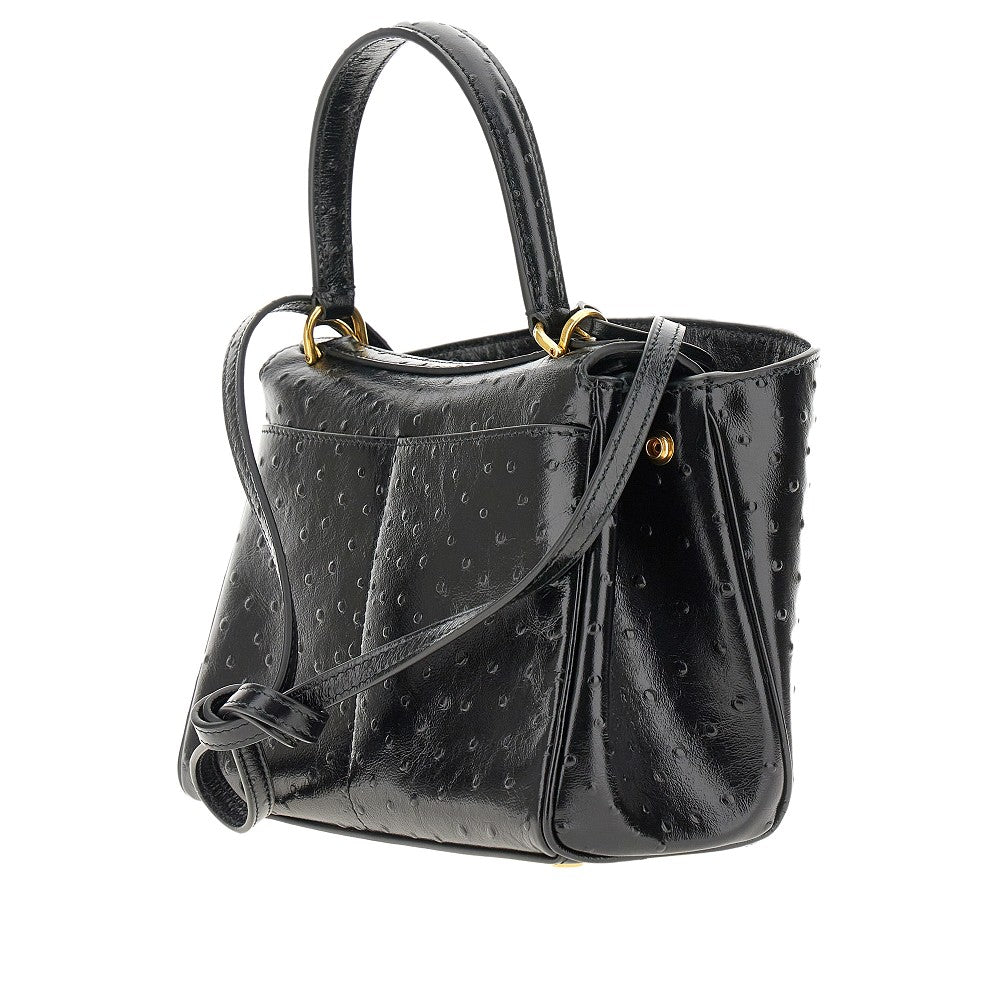 Borsa 'Rodeo' mini in pelle stampa struzzo